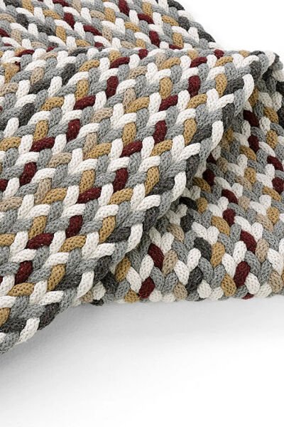 Lunox Multi Renkli Hasır Örgü Çift Taraflı Dokuma Yolluk Jüt Kilim Yuvarlak Banyo Paspası
