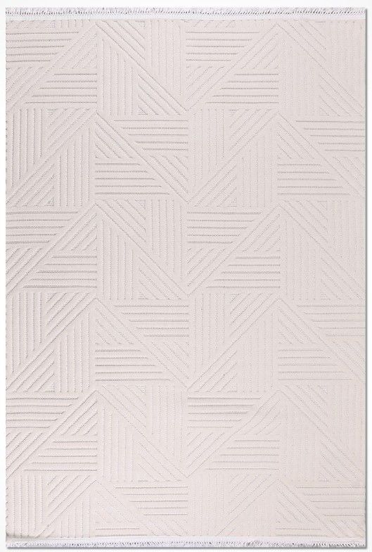 Crea Halı Tuana TY05K Beyaz Kabartmalı Modern Salon Halısı Mutfak Halısı Dekoratif Koridor Halısı My Crea Home