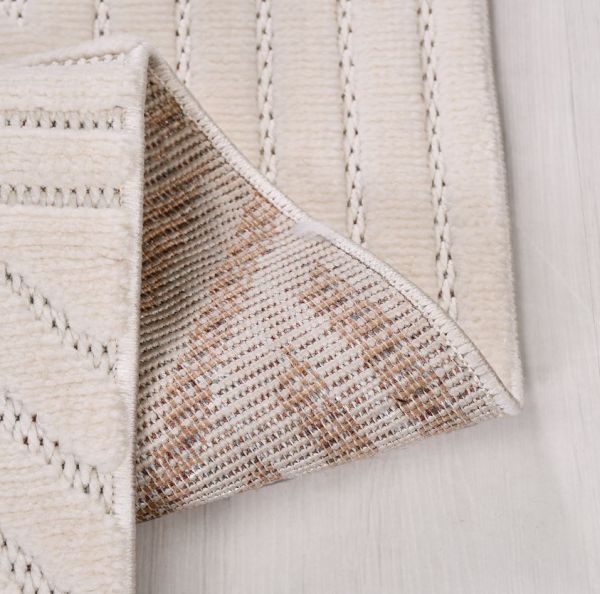 Crea Halı Tuana TY05K Beyaz Kabartmalı Modern Salon Halısı Mutfak Halısı Dekoratif Koridor Halısı My Crea Home