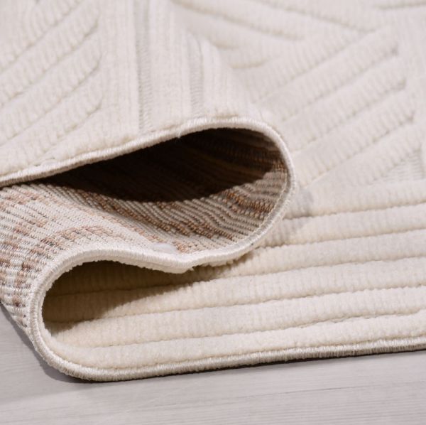 Crea Halı Tuana TY05K Beyaz Kabartmalı Modern Salon Halısı Mutfak Halısı Dekoratif Koridor Halısı My Crea Home