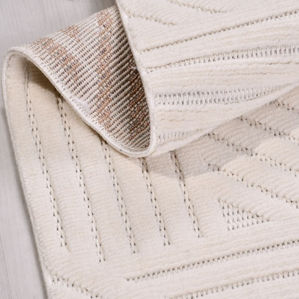 Crea Halı Tuana TY05K Beyaz Kabartmalı Modern Salon Halısı Mutfak Halısı Dekoratif Koridor Halısı My Crea Home