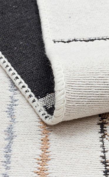 Eko Halı Arya 41 Çift Taraflı Yıkanabilir Krem Siyah Kilim Hav Toz Vermez Yolluk Mutfak Halısı