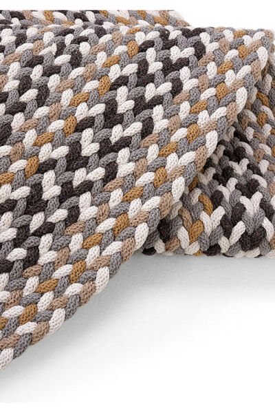 Lunox Multi Renkli Hasır Örgü Çift Taraflı Dokuma Yolluk Jüt Kilim Oval Banyo Paspası