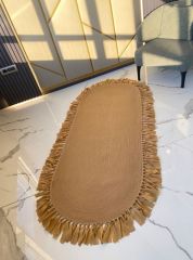 Milda 78 Jüt Hasırlı El Örgüsü Çift Taraflı Kilim Oval Püsküllü Jüt Halı 80x150