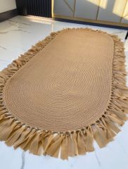 Milda 78 Jüt Hasırlı El Örgüsü Çift Taraflı Kilim Oval Püsküllü Jüt Halı 80x200