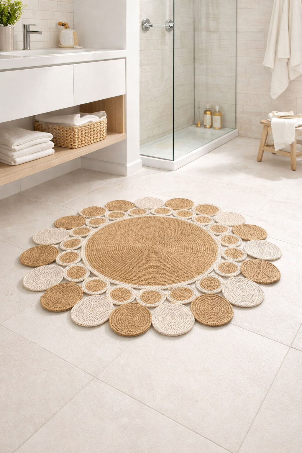 Salda JUT01 Hasır Çift Taraflı Yıkanabilir Jüt Kilim Mutfak Banyo Koridor Halısı Yuvarlak Jüt Halı