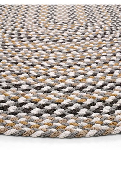 Lunox Multi Renkli Hasır Örgü Çift Taraflı Dokuma Yolluk Jüt Kilim Oval Banyo Paspası