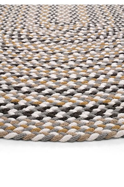 Lunox Multi Renkli Hasır Örgü Çift Taraflı Dokuma Yolluk Jüt Kilim Oval Banyo Paspası