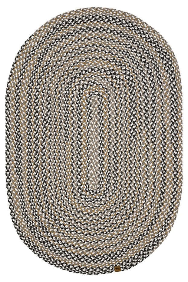 Lunox Multi Renkli Hasır Örgü Çift Taraflı Dokuma Yolluk Jüt Kilim Oval Banyo Paspası