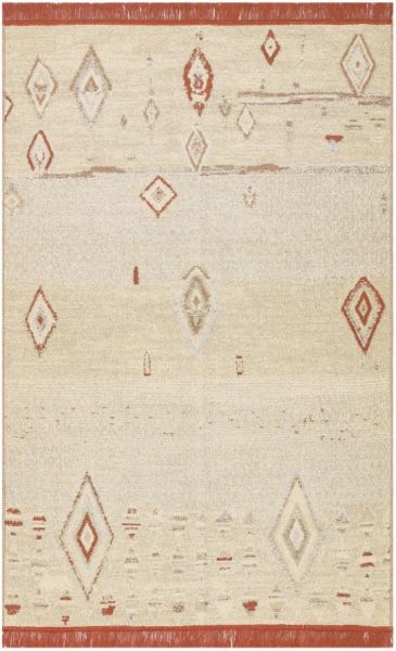 Eko Halı Arya 37 Çift Taraflı Yıkanabilir Krem Kiremit Kilim Hav Toz Vermez Yolluk Mutfak Halısı