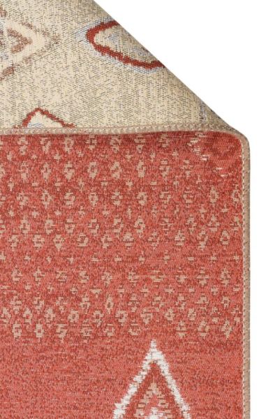 Eko Halı Arya 37 Çift Taraflı Yıkanabilir Krem Kiremit Kilim Hav Toz Vermez Yolluk Mutfak Halısı