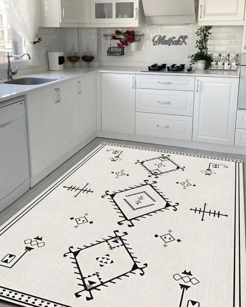 Drom Pamuk Dokuma Taban Makinede Yıkanabilen Bohem Kilim Kaymaz Şönil Nordic Otantik Halı