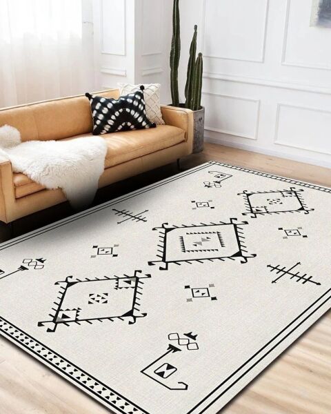 Drom Pamuk Dokuma Taban Makinede Yıkanabilen Bohem Kilim Kaymaz Şönil Nordic Otantik Halı