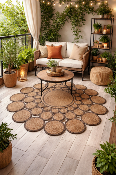 Salda JUT02 Hasır Çift Taraflı Yıkanabilir Jüt Kilim Mutfak Banyo Koridor Halısı Yuvarlak Jüt Halı