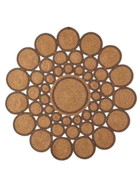 Salda JUT02 Hasır Çift Taraflı Yıkanabilir Jüt Kilim Mutfak Banyo Koridor Halısı Yuvarlak Jüt Halı
