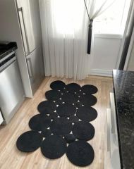 Milda 86 Siyah Jüt Hasırlı El Örgüsü Çift Taraflı Kilim Dikdörtgen Jüt Halı 120x180