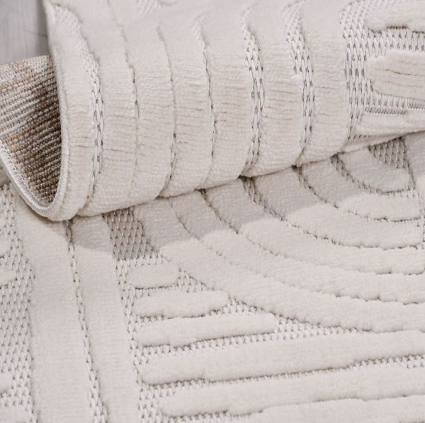 Crea Halı Tuana TY07K Beyaz Kabartmalı Modern Salon Halısı Mutfak Halısı Dekoratif Koridor Halısı My Crea Home