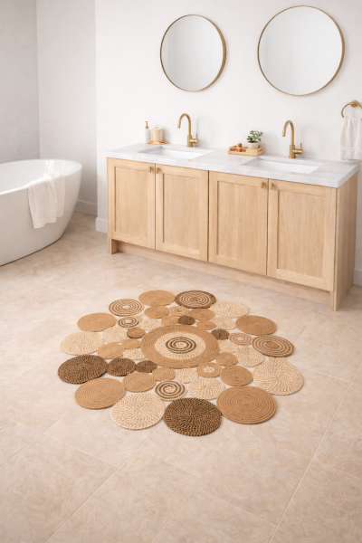 Salda JUT03 Hasır Çift Taraflı Yıkanabilir Jüt Kilim Mutfak Banyo Koridor Halısı Yuvarlak Jüt Halı