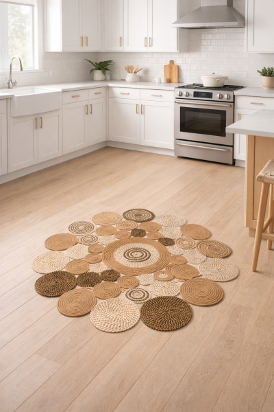 Salda JUT03 Hasır Çift Taraflı Yıkanabilir Jüt Kilim Mutfak Banyo Koridor Halısı Yuvarlak Jüt Halı