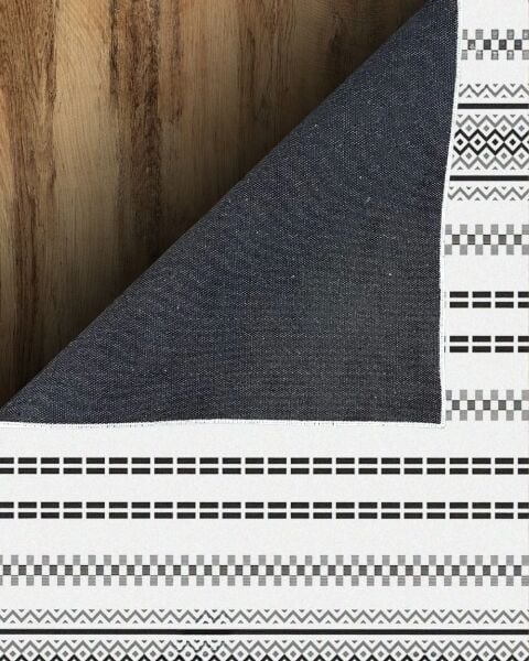 Drom Pamuk Dokuma Taban Makinede Yıkanabilen Kilim Kaymaz Şönil Minimal Çizgili Halı