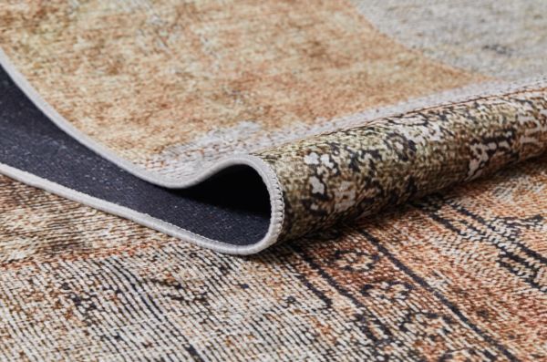 Halımax Dara 101 Yıkanabilir Kaymaz Dokuma Tabanlı Patchwork Bej Modern Halı 80x150