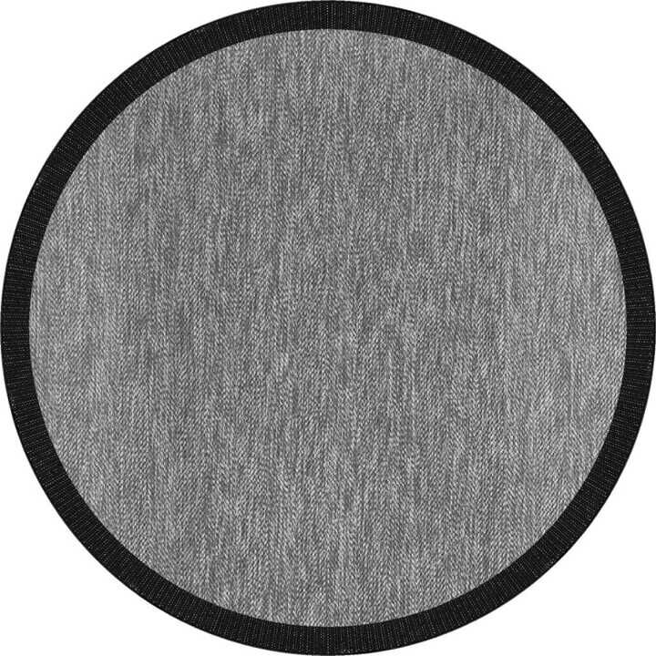 Agra Ar01 Sisal Hav Toz Vermez Kolay Silinebilir Yuvarlak Sisal Halı Antre Balkon Mutfak Silinebilir Sisal Kilim Siyah Çerçeveli Gri Sisal Halı
