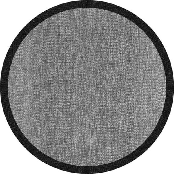 Agra Ar01 Sisal Hav Toz Vermez Kolay Silinebilir Yuvarlak Sisal Halı Antre Balkon Mutfak Silinebilir Sisal Kilim Siyah Çerçeveli Gri Sisal Halı