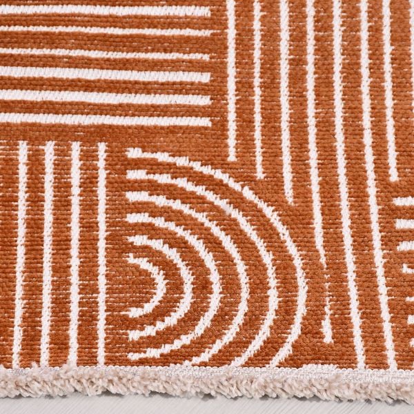 Crea Halı Rana 6110S Turuncu Yazlık Halı Kaydırmaz Taban Renkli Yıkanabilir Dokuma Kilim