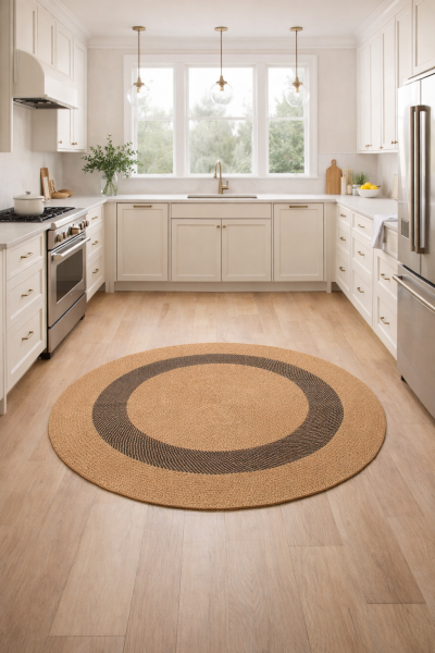 Salda JUT04 Hasır Çift Taraflı Yıkanabilir Jüt Kilim Mutfak Banyo Koridor Halısı Yuvarlak Jüt Halı