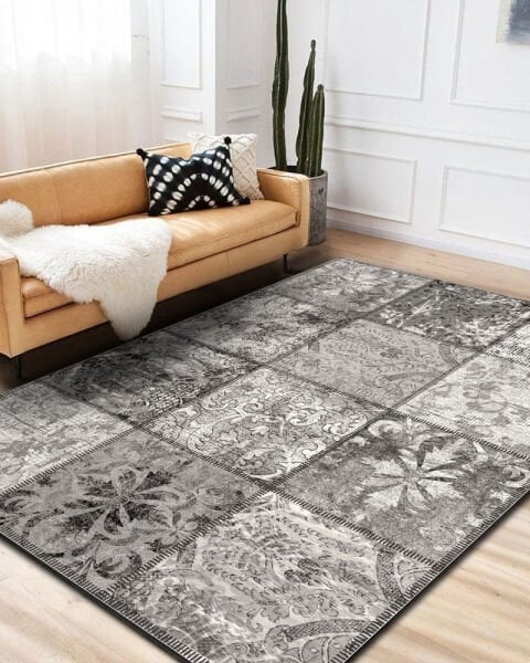 Drom Pamuk Dokuma Taban Makinede Yıkanabilen Kilim Kaymaz Şönil Patchwork Vintage Halı