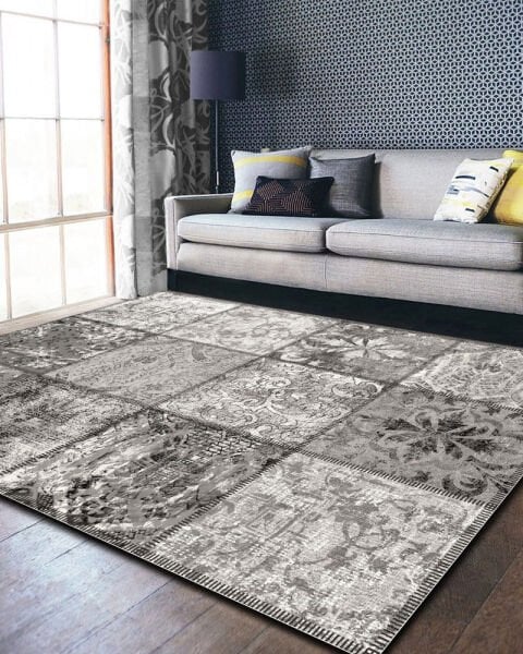 Drom Pamuk Dokuma Taban Makinede Yıkanabilen Kilim Kaymaz Şönil Patchwork Vintage Halı