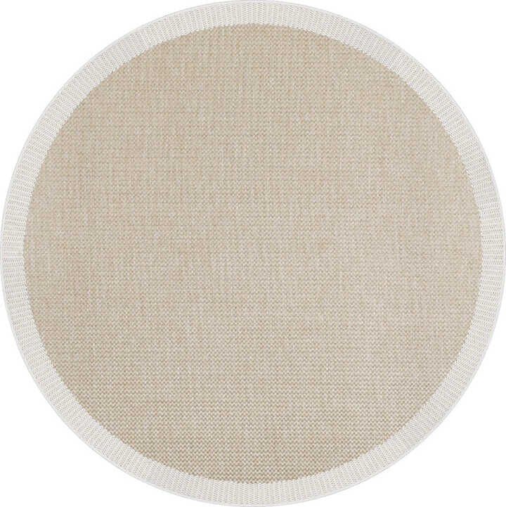 Agra Ar04 Sisal Hav Toz Vermez Kolay Silinebilir Yuvarlak Sisal Halı Antre Balkon Mutfak Silinebilir Sisal Kilim Beyaz Çerçeveli Bej Sisal Halı