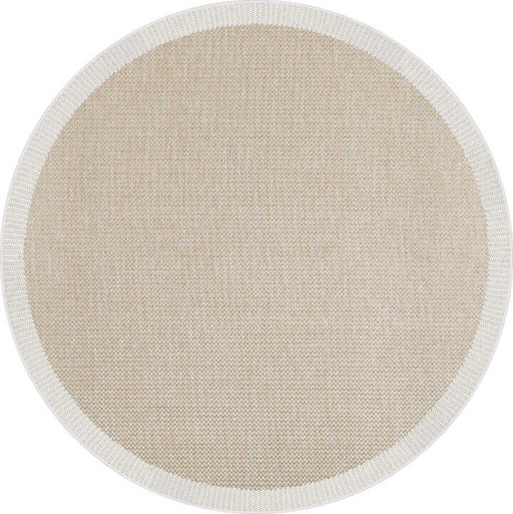 Agra Ar04 Sisal Hav Toz Vermez Kolay Silinebilir Yuvarlak Sisal Halı Antre Balkon Mutfak Silinebilir Sisal Kilim Beyaz Çerçeveli Bej Sisal Halı