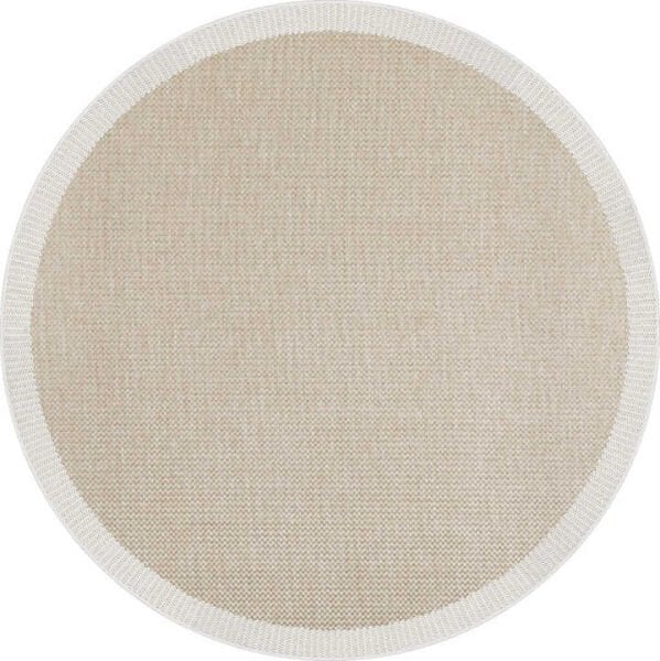 Agra Ar04 Sisal Hav Toz Vermez Kolay Silinebilir Yuvarlak Sisal Halı Antre Balkon Mutfak Silinebilir Sisal Kilim Beyaz Çerçeveli Bej Sisal Halı