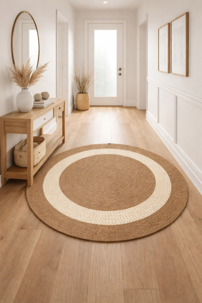 Salda JUT05 Hasır Çift Taraflı Yıkanabilir Jüt Kilim Mutfak Banyo Koridor Halısı Yuvarlak Jüt Halı