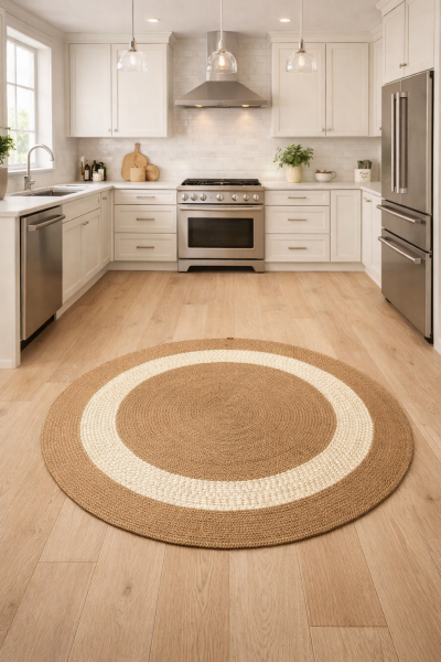 Salda JUT05 Hasır Çift Taraflı Yıkanabilir Jüt Kilim Mutfak Banyo Koridor Halısı Yuvarlak Jüt Halı