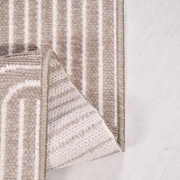 Crea Halı Rana 6111S Bej Yazlık Halı Kaydırmaz Taban Renkli Yıkanabilir Dokuma Kilim