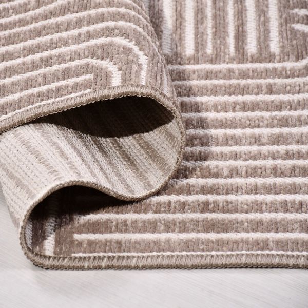 Crea Halı Rana 6111S Bej Yazlık Halı Kaydırmaz Taban Renkli Yıkanabilir Dokuma Kilim