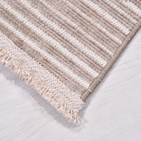 Crea Halı Rana 6111S Bej Yazlık Halı Kaydırmaz Taban Renkli Yıkanabilir Dokuma Kilim