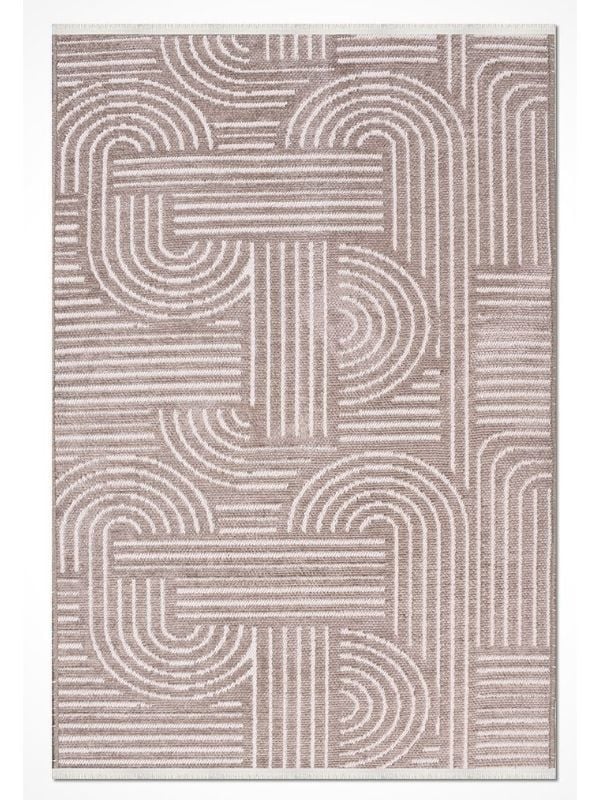 Crea Halı Rana 6111S Bej Yazlık Halı Kaydırmaz Taban Renkli Yıkanabilir Dokuma Kilim