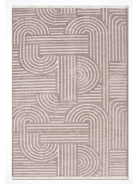 Crea Halı Rana 6111S Bej Yazlık Halı Kaydırmaz Taban Renkli Yıkanabilir Dokuma Kilim