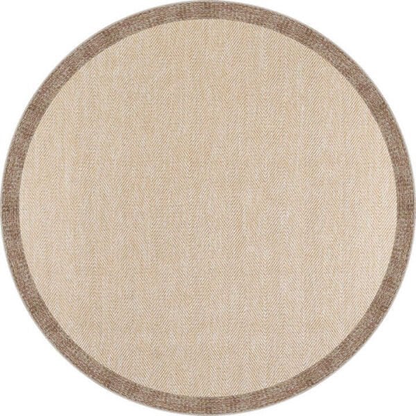 Agra Ar02 Sisal Hav Toz Vermez Kolay Silinebilir Yuvarlak Sisal Halı Antre Balkon Mutfak Silinebilir Sisal Kilim Vizon Çerçeveli Bej Sisal Halı