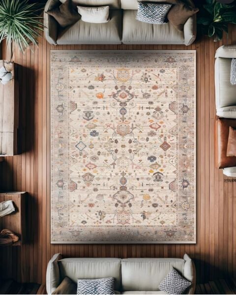 Drom Pamuk Dokuma Taban Makinede Yıkanabilen Kilim Kaymaz Şönil Multi Otantik Halı