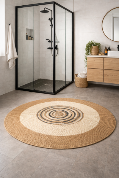 Salda JUT06 Hasır Çift Taraflı Yıkanabilir Jüt Kilim Mutfak Banyo Koridor Halısı Yuvarlak Jüt Halı