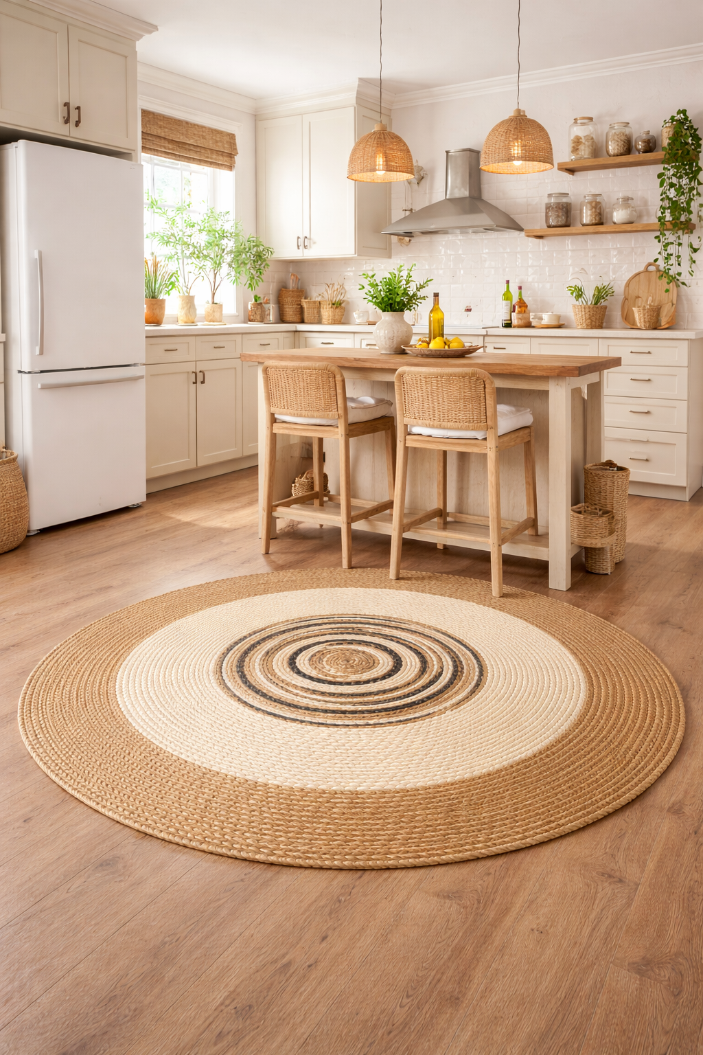 Salda JUT06 Hasır Çift Taraflı Yıkanabilir Jüt Kilim Mutfak Banyo Koridor Halısı Yuvarlak Jüt Halı