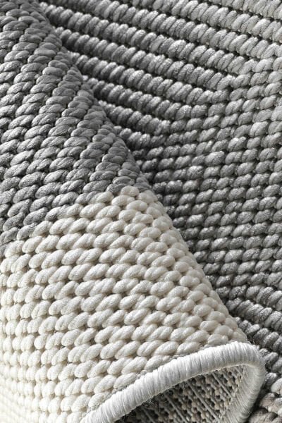 Agra Ar03 Sisal Hav Toz Vermez Kolay Silinebilir Yuvarlak Sisal Halı Antre Balkon Mutfak Silinebilir Sisal Kilim  Beyaz Çerçeveli Gri Sisal Halı