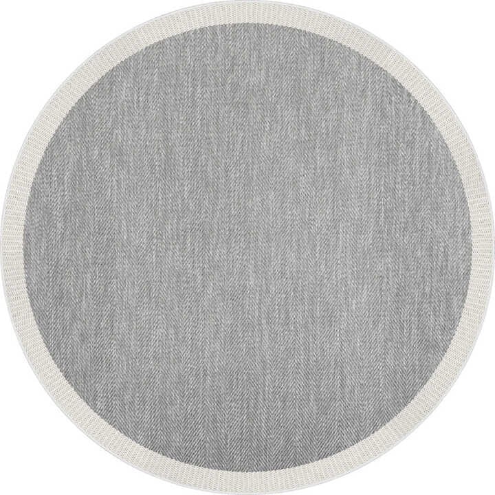 Agra Ar03 Sisal Hav Toz Vermez Kolay Silinebilir Yuvarlak Sisal Halı Antre Balkon Mutfak Silinebilir Sisal Kilim  Beyaz Çerçeveli Gri Sisal Halı