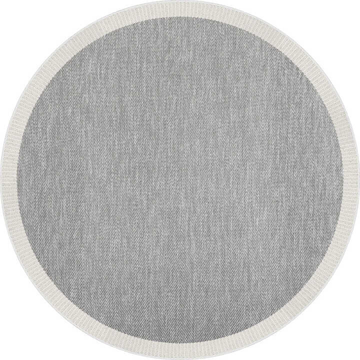 Agra Ar03 Sisal Hav Toz Vermez Kolay Silinebilir Yuvarlak Sisal Halı Antre Balkon Mutfak Silinebilir Sisal Kilim  Beyaz Çerçeveli Gri Sisal Halı