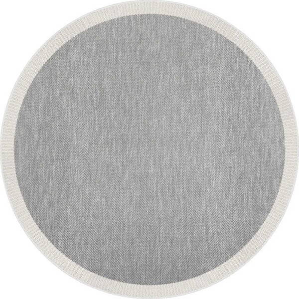 Agra Ar03 Sisal Hav Toz Vermez Kolay Silinebilir Yuvarlak Sisal Halı Antre Balkon Mutfak Silinebilir Sisal Kilim  Beyaz Çerçeveli Gri Sisal Halı