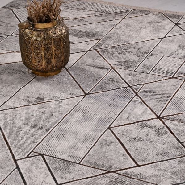 Crea Halı Odessa OP02K Gri Modern Salon Halısı Mutfak Halısı Dekoratif Koridor Halısı My Crea Home